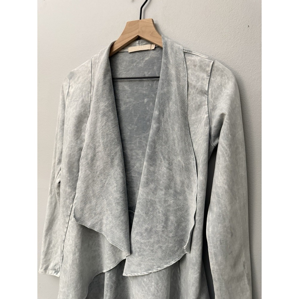 Testimony Los Angeles Cardigan Sweatshirt Gray Acid Wash French Terry Size XS - Picture 3 of 7